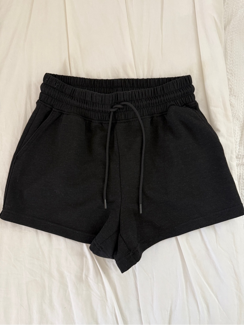 Yogalicious Black Elastic Waist Drawstring Athletic Shorts
